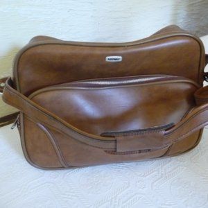 Vintage Airway Bag, Vintage Luggage, Brown Carry On Bag, Shoulder Strap, Large T